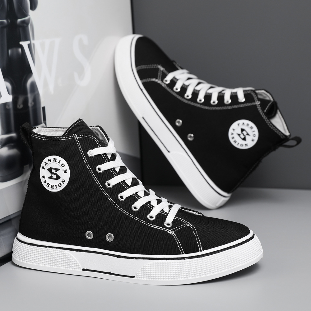 plus size Sneakers Korean Style High-top Canvas Shoes Trendy All-match Campus Students Retro Lace-up Casual Shoes Men's Foreign Trade