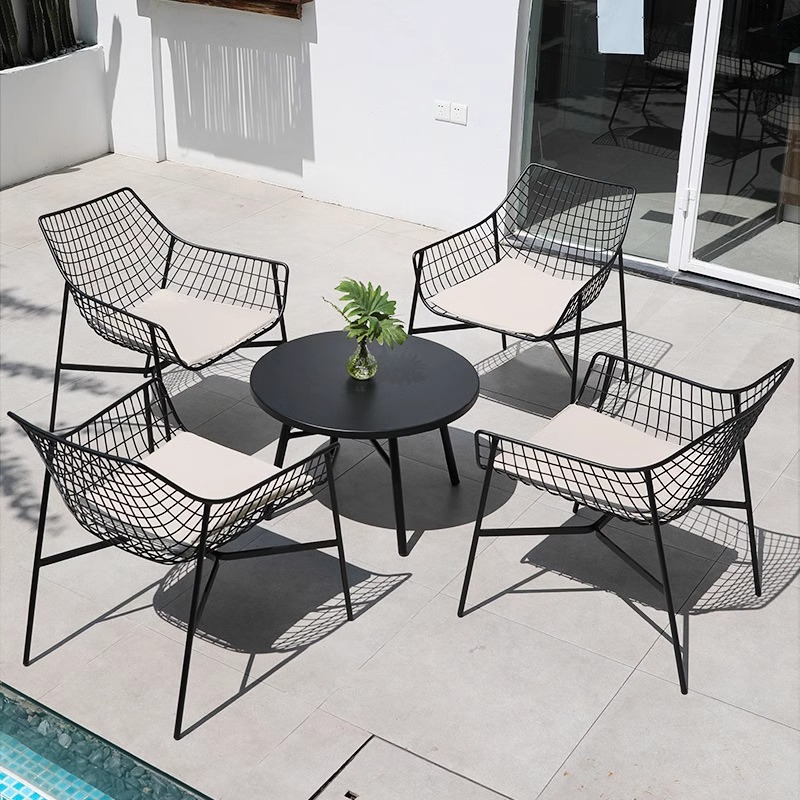 Balcony Outdoor Metal Table and Chair Set Courtyard Garden Sales Department Rainproof Cafe Leisure Waterproof Table and Chair Combination