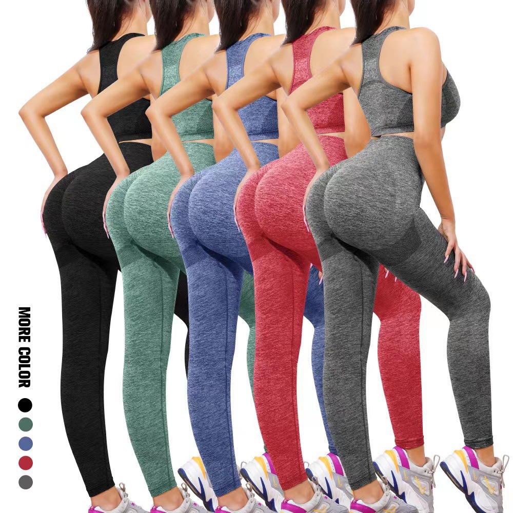 European and American Smiley Cropped Pants Internet Popular Peach Hip Fitness Slimming High Waist Knitted Sexy Yoga Room Sports Tight Pants