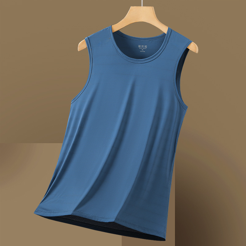 Picture of Summer Ultra-thin Breathable Sports Quick-drying Top Running Fitness Sleeveless T-shirt Ice Silk Elastic plus size Men's Vest
