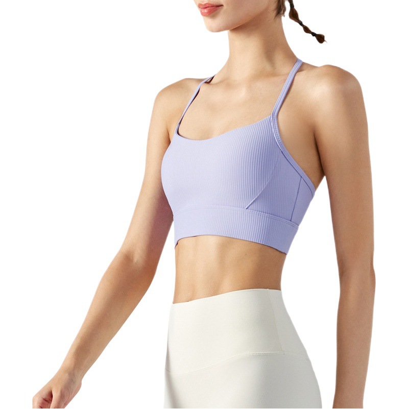 Ningbo Anjiu T-Back Sports Underwear Bra Running Shockproof Women's Summer Outer Wear Beauty Strap Chest Pad Fitness Top