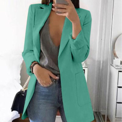 Picture of AliExpress WISH2024 New Spring and Autumn Explosions Women's Long Sleeve Solid Color Pocket Cardigan Small Suit Jacket
