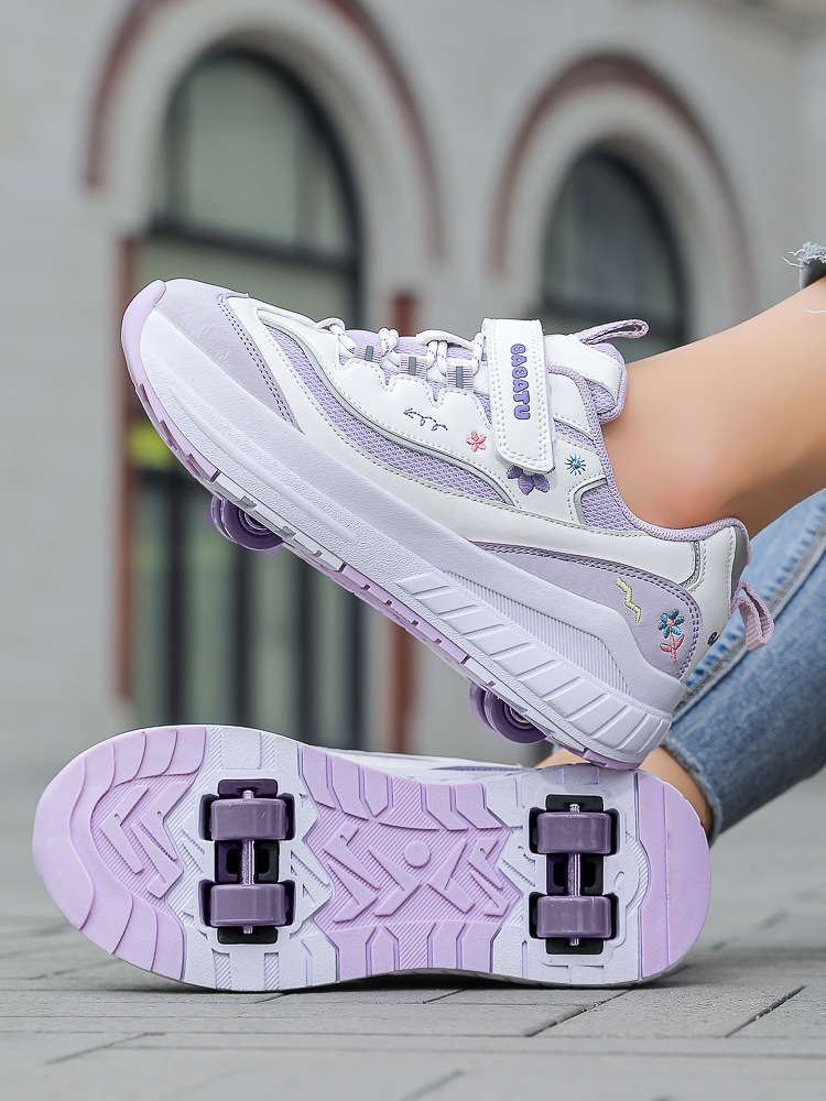 Baba Rabbit Summer New Heelys Shoes for Girls Mesh Breathable Roller Skates for Female Students Four-Wheel Sports Skates for Girls