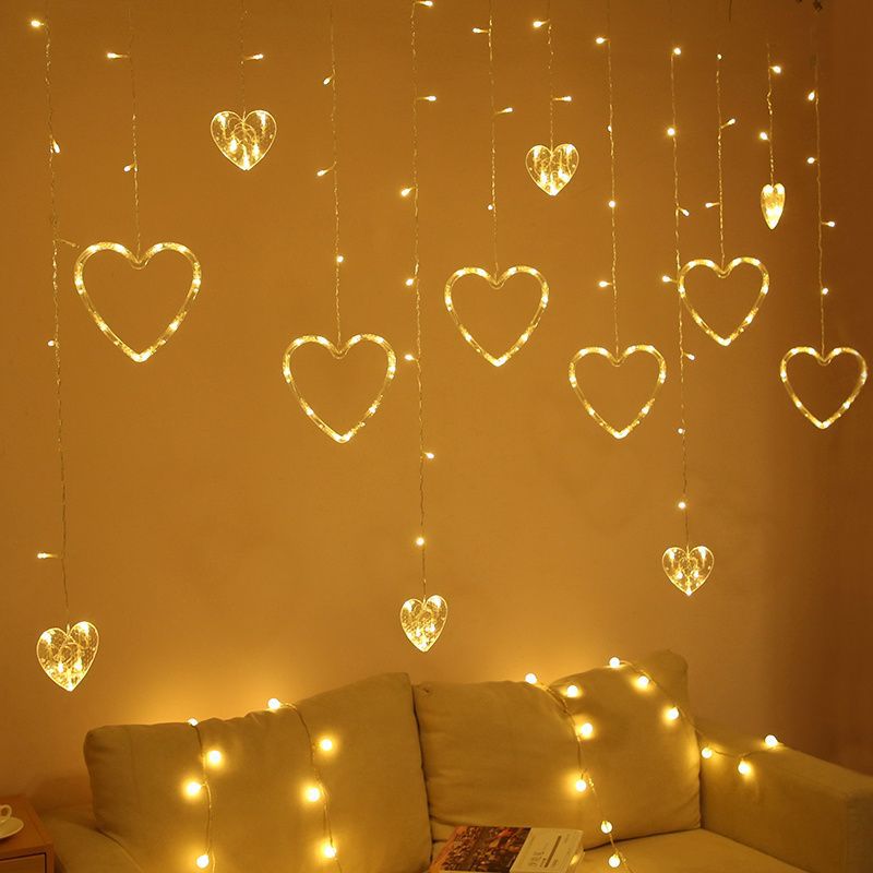 LED love light, small colorful lantern, l flashing light, string light, gypsophila, Internet celebrity, bedroom, romantic room, curtain decoration arrangement