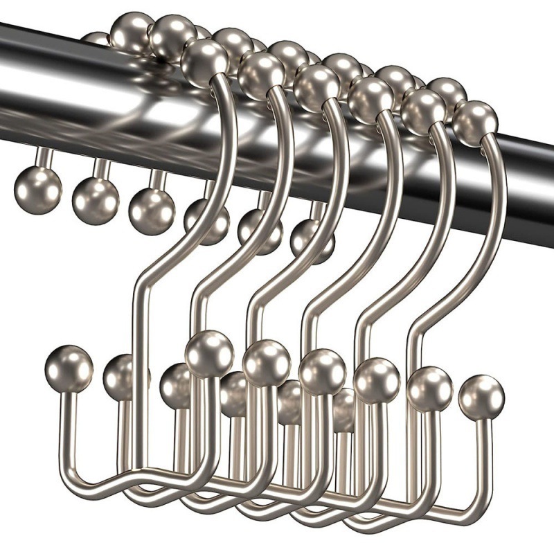 Cross-border Silent Ball Shower Curtain Ring Without Disassembly Rod Curtain Curtain Buckle Smooth Stainless Steel Mountain-shaped Roman Ring
