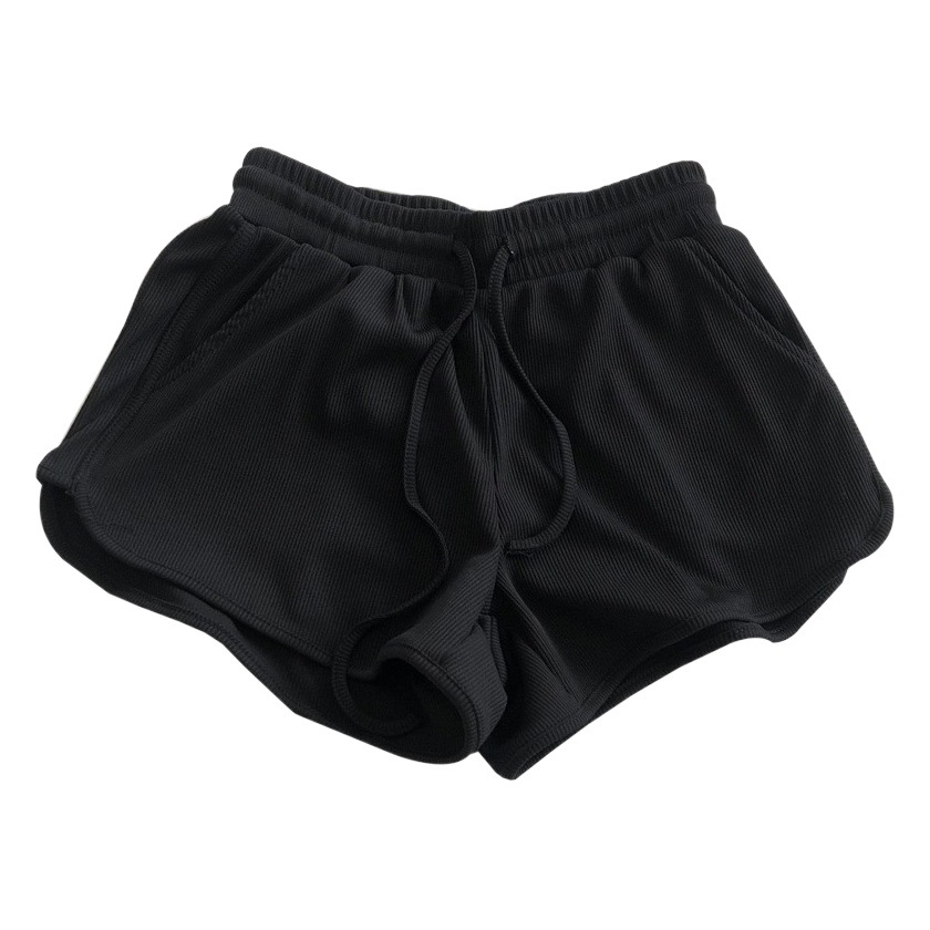 Picture of Ice Silk Threaded Shorts Women's Summer Korean-style Loose Tight Waist Wide Leg Pants Elastic Sports Pants Slim-fit Hot Pants Women's Clothing