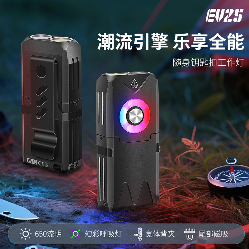 New 650-lumen magnetic EDC flashlight, aluminum alloy high-intensity charging keychain light, portable for outdoor emergencies