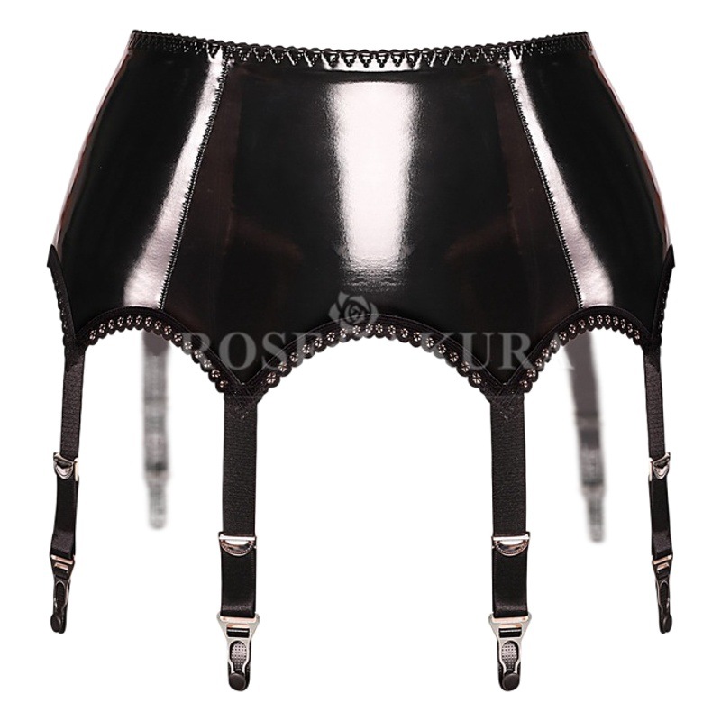 Luoying 8382 Patent Leather Garter Belt Plastic Buckle Metal Gourd Buckle Garter Belt European and American Stockings Accessories