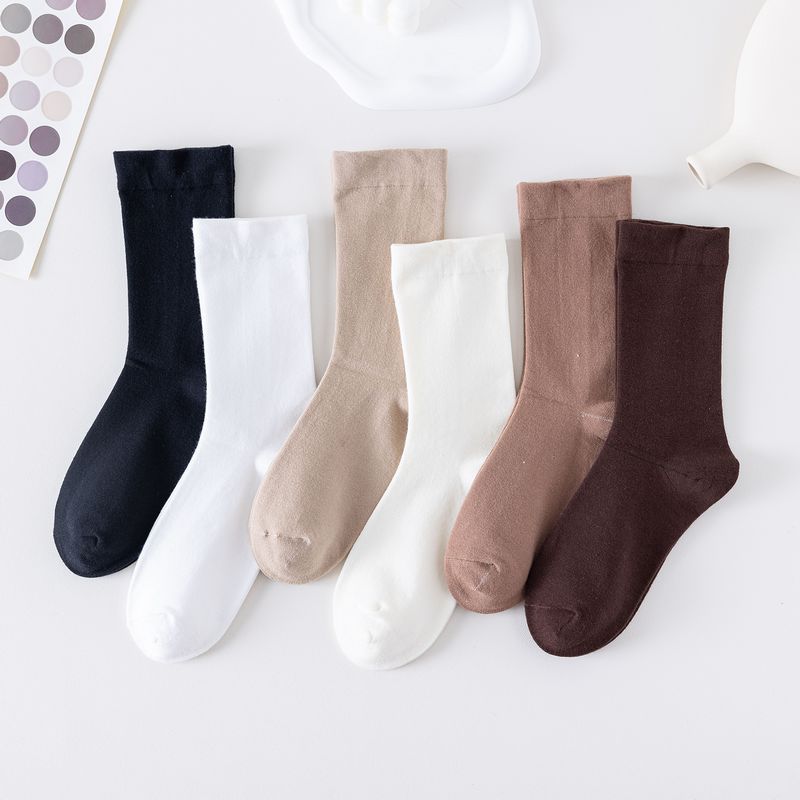 Wide mouth socks women's mid-calf pile socks Japanese ins Internet celebrity style autumn and winter solid color confinement cotton socks