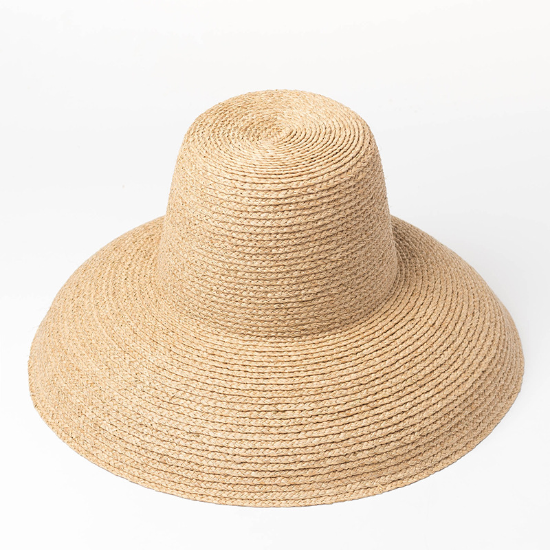 European and American retro high-top stage catwalk big eaves Lafite straw hat ladies summer sunscreen sunshade beach big hat