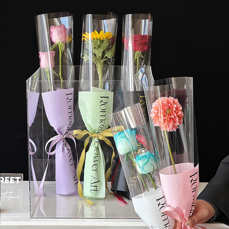 Zhuo fiber flower material cellophane Valentine's Day multi-bag waterproof opp film single bag bouquet material flower wrapping paper