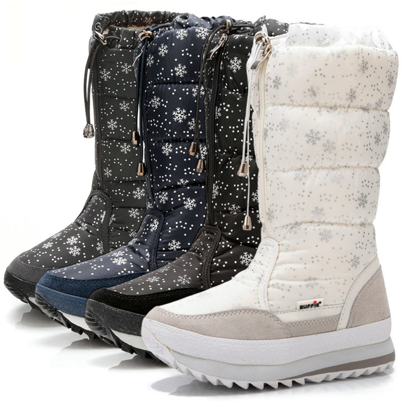 Distribution of Cross-Border European and American New Long Snow Boots with Thickened Wool Anti-Slip Women's Snow Boots