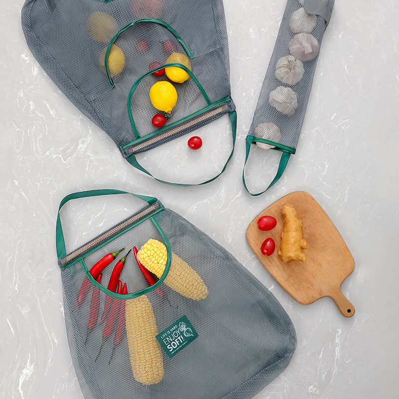 Picture of Fruit and Vegetable Ginger Garlic Hanging Bag Kitchen Storage Bag Moisture-proof Hanging Bag Net Bag Hanging Bag Wall Hanging Hollow Breathable Storage Artifact