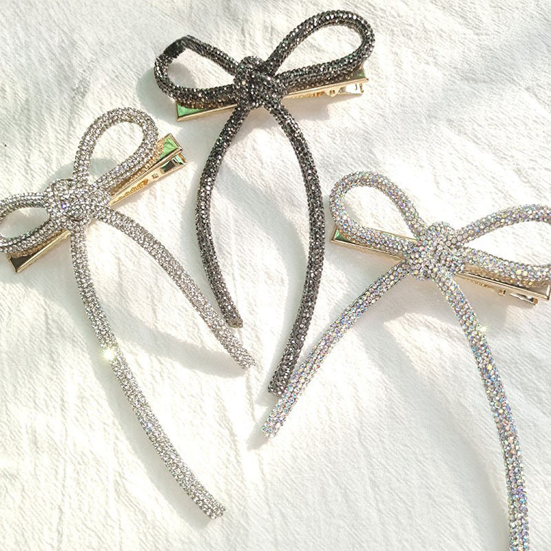 Super Flash Full Rhinestone Bow Hairpin Korean-style Light Luxury Brooch Dual-use Internet Celebrity Pin Hair Rope Hair Ring Headwear