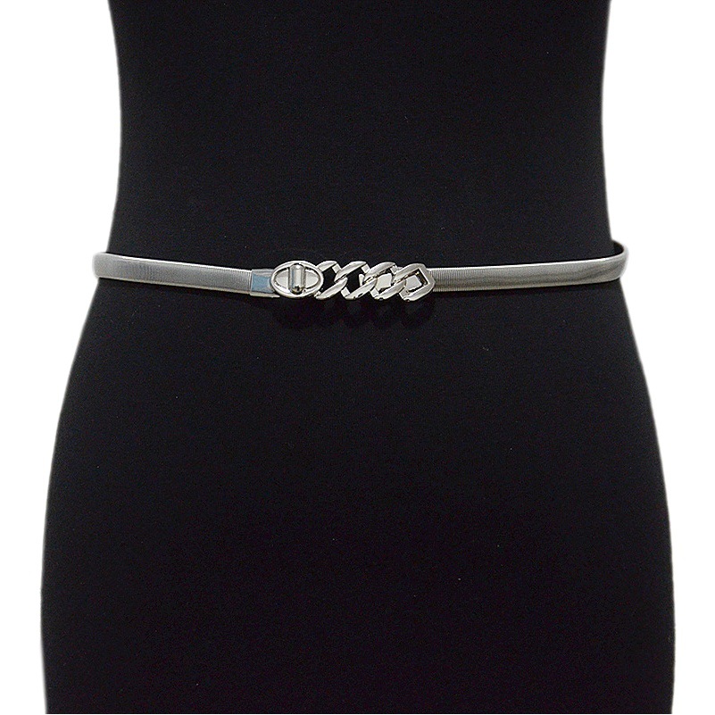 Summer New Women's Belt Simple Casual Spiral Ring Buckle Decorative Metal Elastic Waist Chain with Dress Ready for Sale