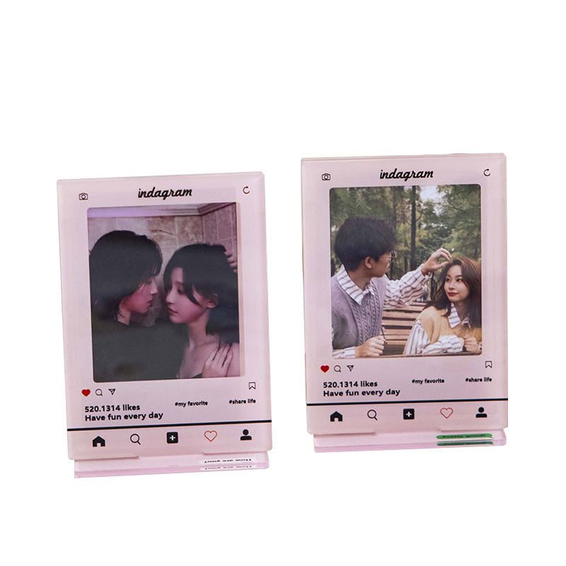 Picture of INS Creative Acrylic 3-inch Stand-up Photo Frame diy Album Card Display Stand Photo Rocking Music Frame