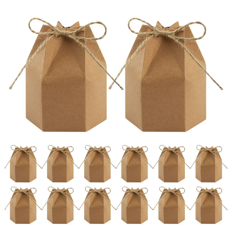 Picture of European New Kraft paper packaging box hexagonal Kraft paper candy box yurt carton gift box spot