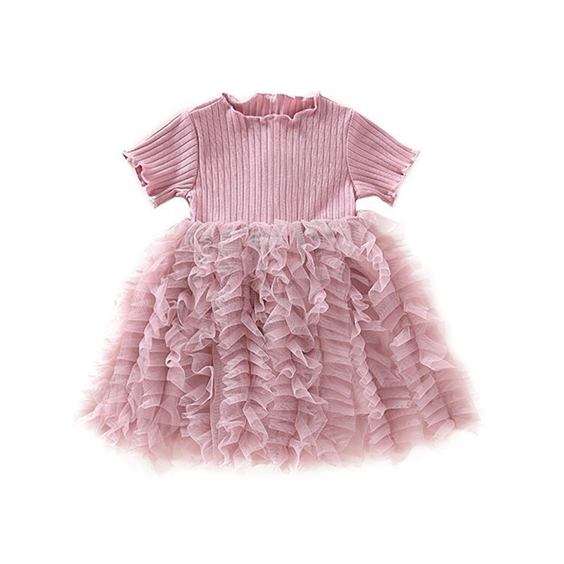 Picture of 2025 summer new children's clothing girls baby dress princess yarn skirt western style puffy stitching cake skirt summer