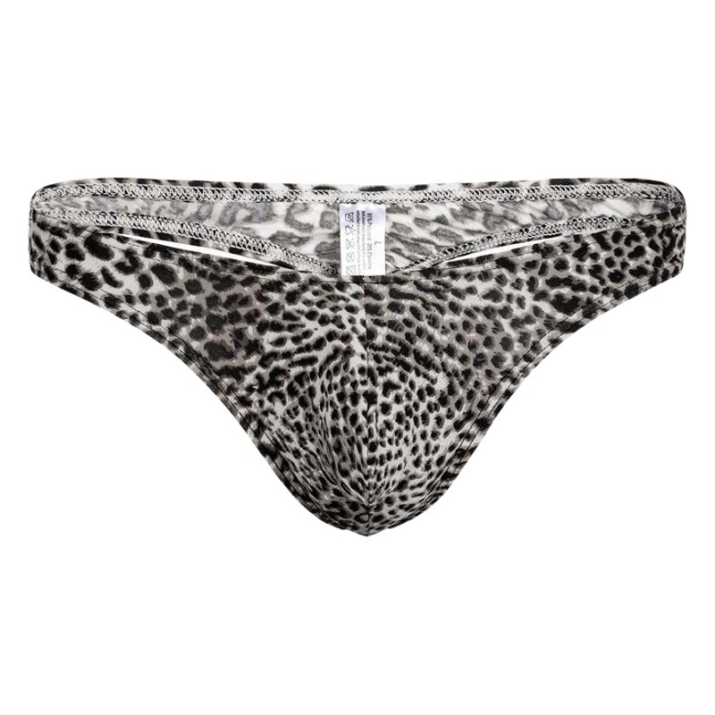 Men's Leopard Print Sexy Thong Underwear with Bulge Pouch, Narrow Waistband, Erotic Men's Thong B205