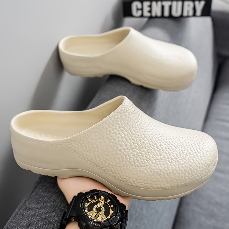 Waterproof toe slippers men's new wear-resistant outer wear nurse shoes non-slip and oil-proof couple platform chef shoes