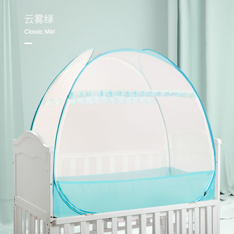 Picture of Crib mosquito net yurt magic mosquito net baby fall-proof mosquito net cover universal installation-free bottom foldable