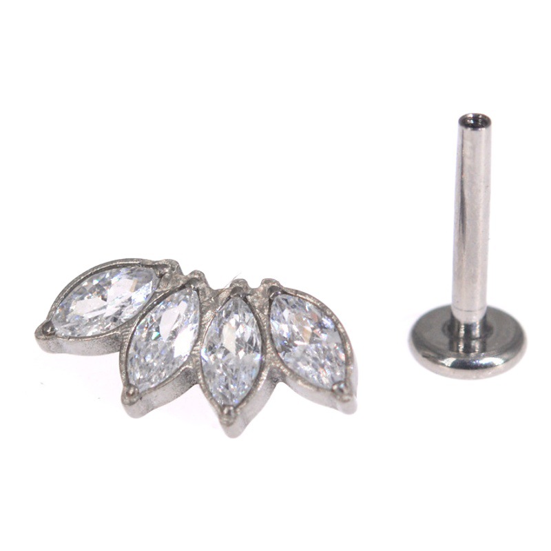 16G 6/8mm new G23 titanium alloy puncture jewelry crown diamond solder ball lip nail lip ring in the nail ear