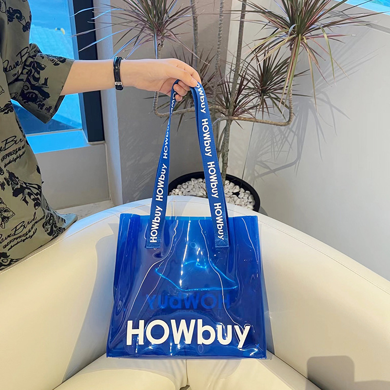 Picture of pvc Laser Bag Internet Celebrity Plastic Handbag Transparent Hand Gift Bag Colorful Jelly Bag Spot Printable logo