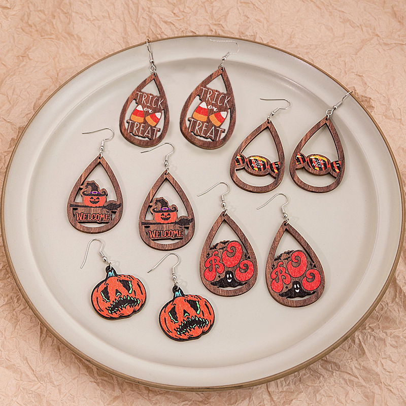 Cartoon Halloween Pumpkin Earrings Funny Personality Ghost Face Skull Earrings Gothic Butterfly Earrings