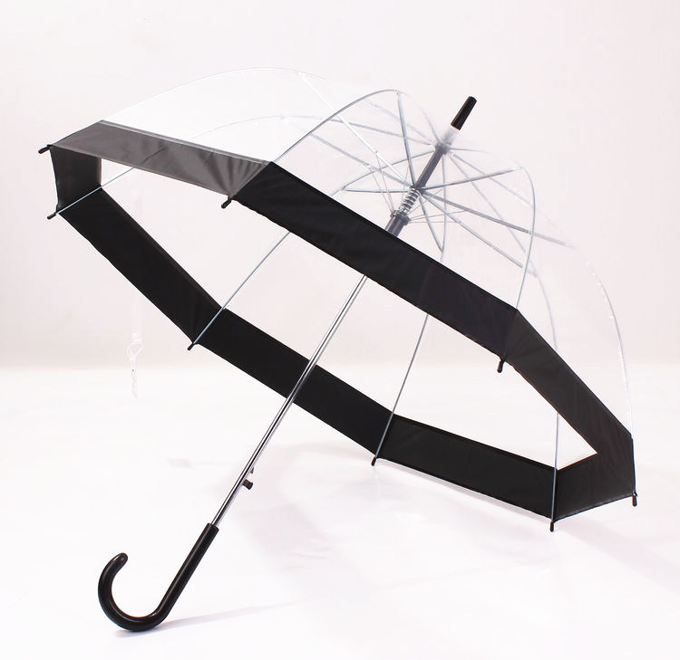 Picture of Korean Style Building Arched Apollo Princess Transparent Umbrella Umbrella Semi-automatic Creative Curved Hook Straight Long Handle Umbrella