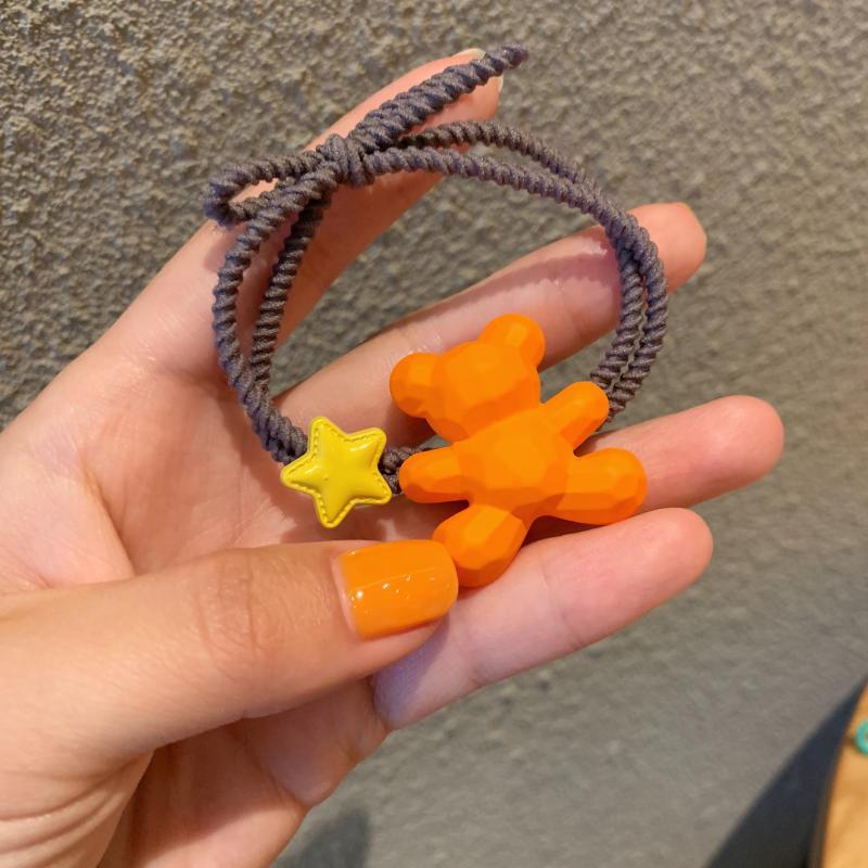 Picture of Ins Colorful Bear Hair Rope Cute Candy Color Frosted Hair Ring Girl's Hair Rope South Korea Ball Head Rubber Band Hair Accessories
