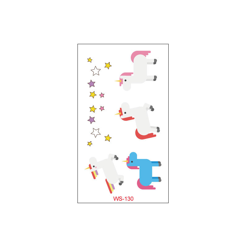Picture of Unicorn Tattoo Sticker Original Children's Cute Cartoon Doll Birthday Rainbow Little Pegasus Waterproof Temporary Sticker