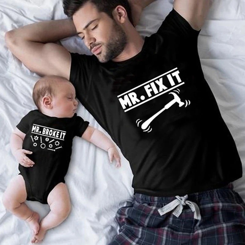 Europe and the United States hot-selling parents summer T-shirt manufacturers wholesale cross-border black round neck printed parents short sleeve cotton generation