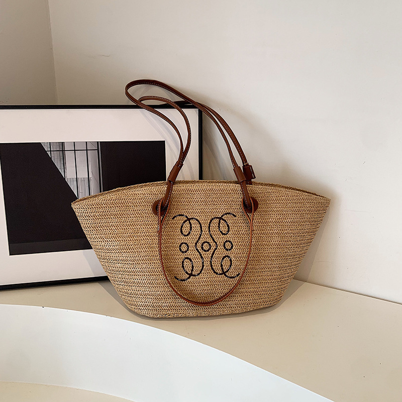 Picture of Woven Straw Large Capacity Tote Bag Women's 2024 Summer Rattan Vacation Summer Beach Hair Straw Bag
