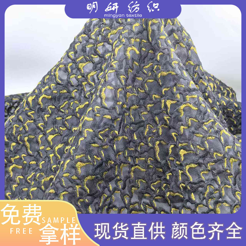 Organza Flat Embroidery Manufacturer In-Stock Spring/Summer Women's Two-Tone Embroidered Stage Costumes Abstract Graphic Fabric Dancewear