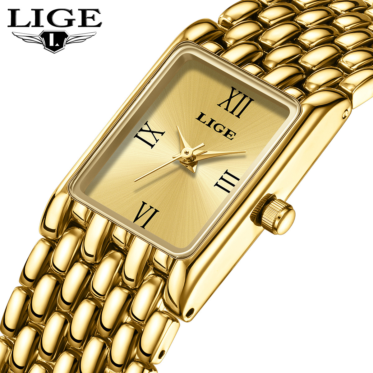 LIGE Cross-border New Casual Simple Small Square Quartz Watch Niche Exquisite Watch Elegant High-value Watch