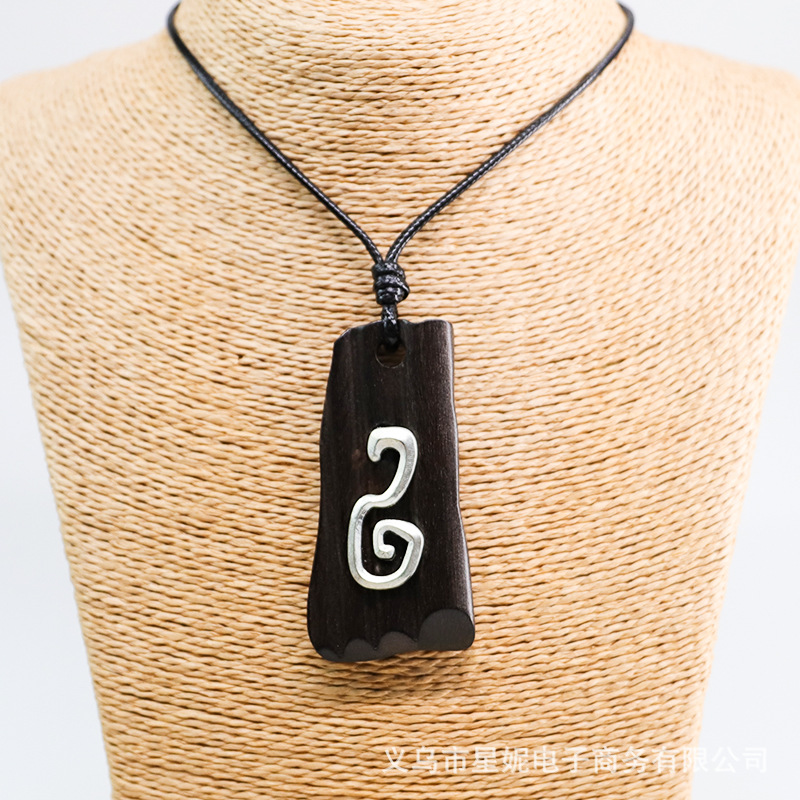 Picture of New ethnic style necklace female Ebony long pendant artistic personality sweater chain wooden brand necklace jewelry wholesale