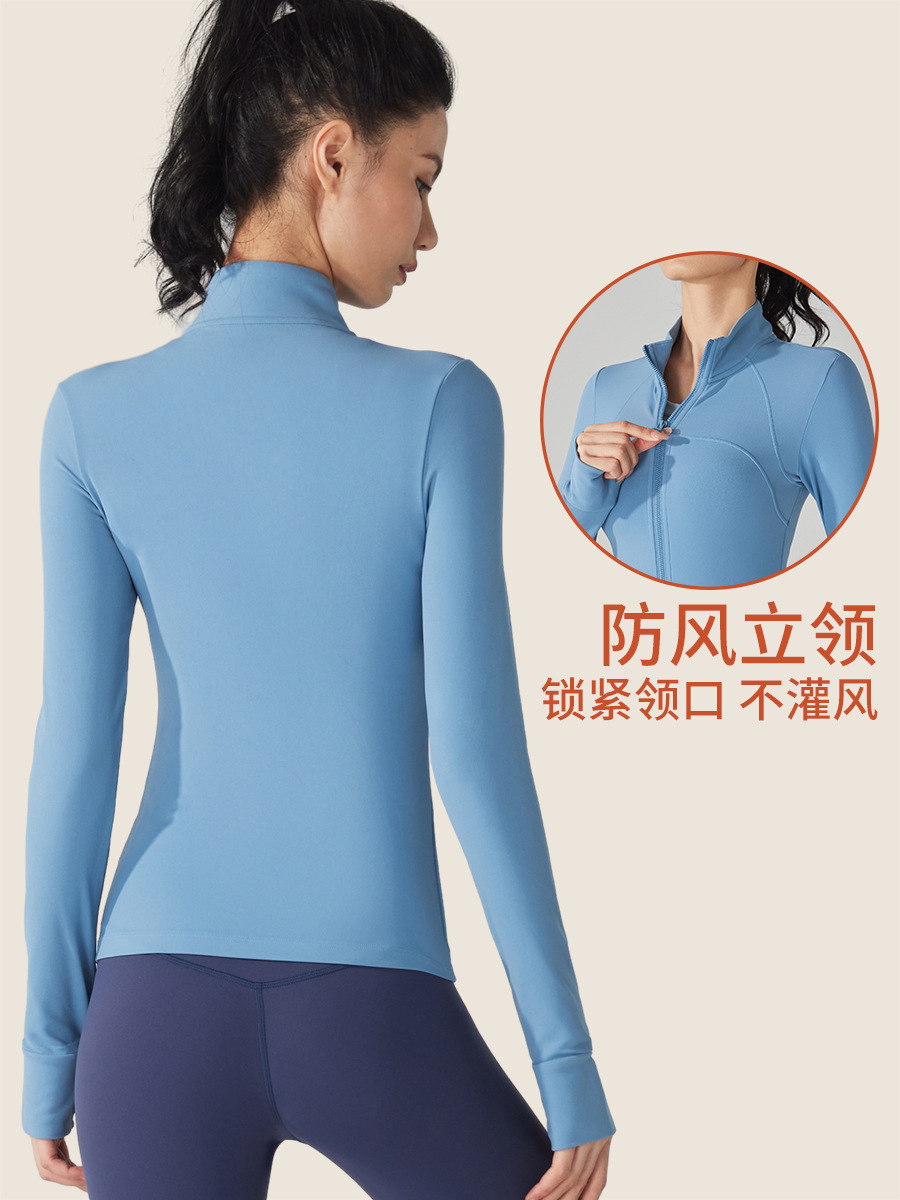 Picture of Yuancheng fleece warm sports jacket thickened slim fit slimming yoga clothes long sleeve zipper running fitness top