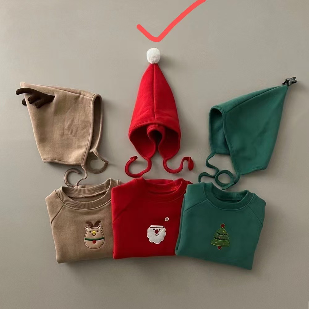 Picture of Korean-Style Baby Christmas Outfit for Autumn and Winter, Infant and Toddler One-Piece Fleece-Lined Thickened Romper for Warmth