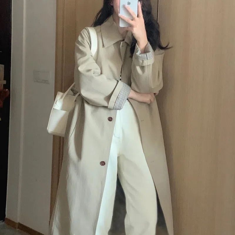 Picture of Early Autumn Coat Coat Women's 2023 New Spring and Autumn khaki Small Korean-style British-style Mid-length
