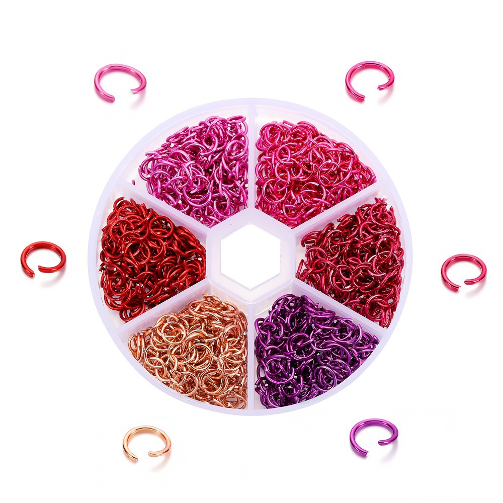 Picture of DIY jewelry accessories jump ring connecting ring open ring 6mm six grid boxed color aluminum ring earrings Accessories Wholesale