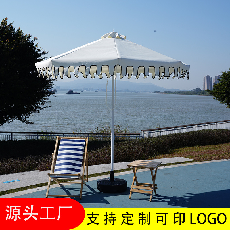 Customized Umbrellas for Commercial Use in Courtyards, Rooftops, and Outdoor Settings; Foldable Lotus Leaf Style Center Pole Umbrellas for Scenic Spots, Hotels, and Outdoor Beaches