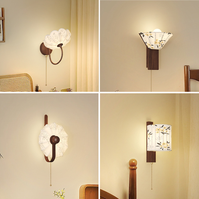 Song Dynasty Aesthetic Wall Lamp Creative Chinese Style Personalized Bedroom Background Wall Lamp Hotel B&B Tv Wall Background Lamp