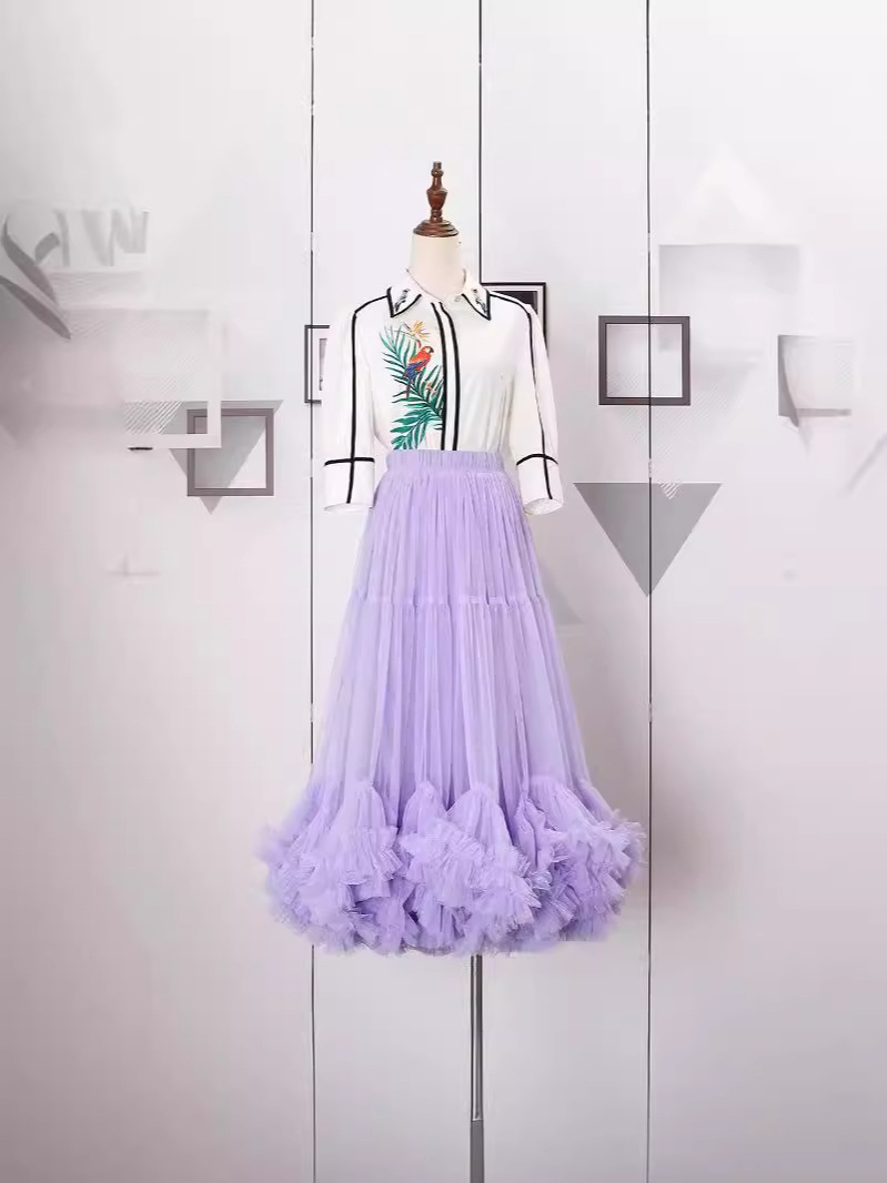 Cross-border foreign trade ebay large swing design fashionable sweet fungus lace A- line large swing fluffy mesh skirt