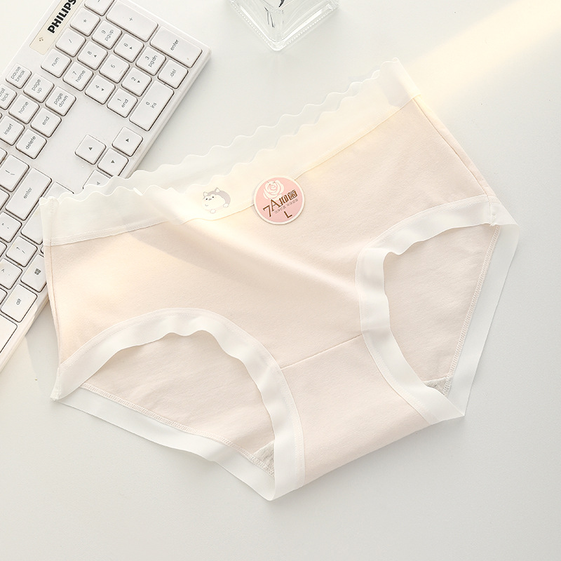 Picture of 7A Full Pants Anti-bacterial Underwear Women's Skin-friendly Breathable Anti-bacterial Pure Cotton Stall Cloud Soft Cotton Sense No-mark Naked Sense Elastic Underwear