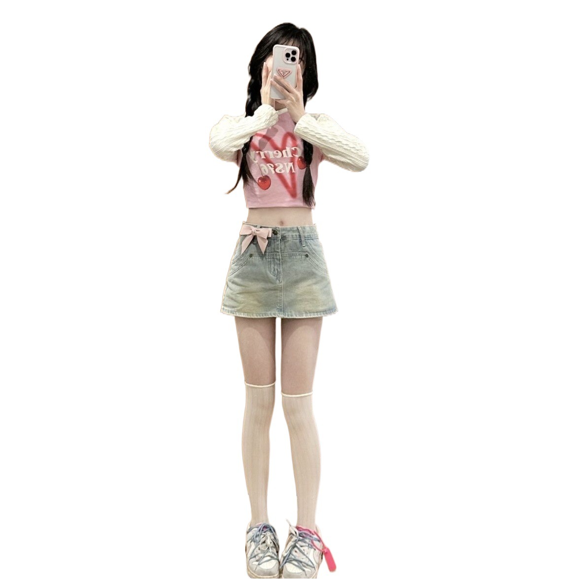 Light Blue Retro High-Waisted Denim Skirt for Women Summer New Sexy Hip-Covering Miniskirt A-Line Skirt Culottes