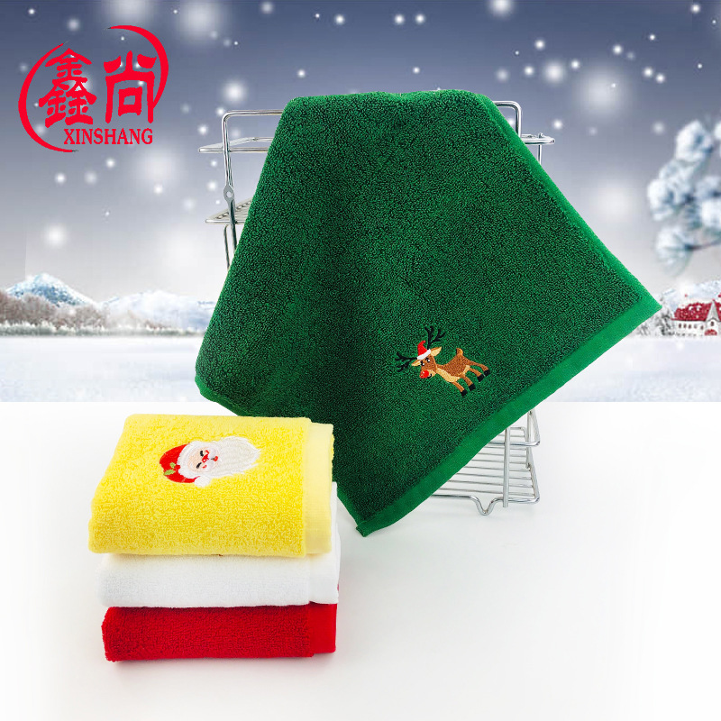 Picture of Christmas towel set wholesale cotton Christmas kitchen towel gift foreign trade Christmas towel embroidery logo