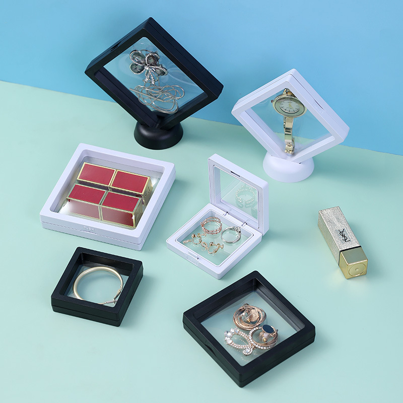 Transparent PE Jewelry Box Anti-oxidation Earrings Ring Necklace Film Hand Jewelry Storage Box Desktop Display Box