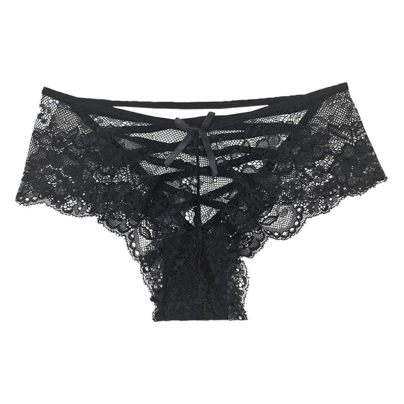 Picture of New Women's Underwear Sexy Hollow Rose Jacquard Briefs Transparent Hot Cross Strap Women's Underwear 8039