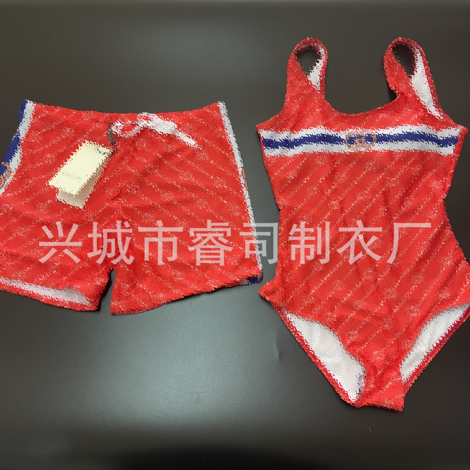 Trendy brand new export cross-border European and American style couple split swimsuit one-piece long sleeve swimsuit men's boxer shorts