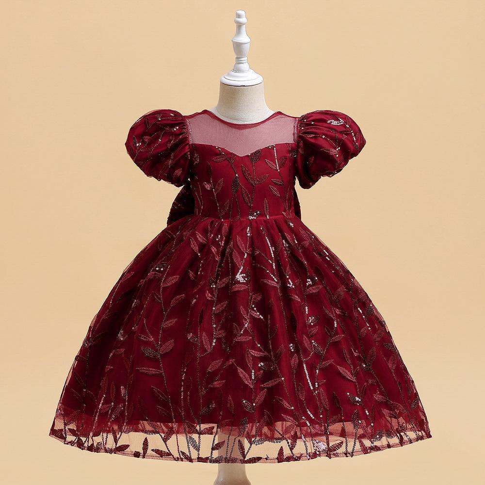 Girls' Evening Dress, Children's Puffy Tulle Flower Girl Princess Dress, Little Girl's Piano Performance Runway Show Costume, Children's Formal Dress